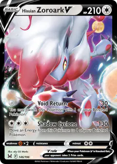 Hisuian Zoroark V Rare Holo V card from Lost Origin