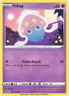 Inkay Common card from Lost Origin