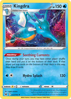 Kingdra Rare Holo card from Lost Origin