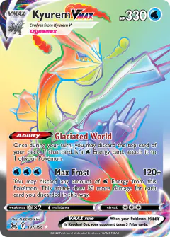 Kyurem VMAX Rare Rainbow card from Lost Origin