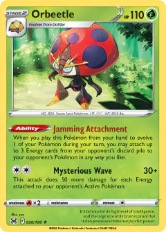Orbeetle Rare Holo card from Lost Origin