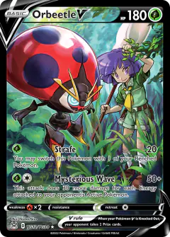 Orbeetle V Rare Holo V card from Lost Origin