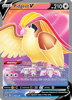 Pidgeot V Rare Ultra card from Lost Origin