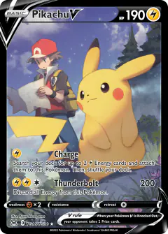 Pikachu V Rare Holo V card from Lost Origin
