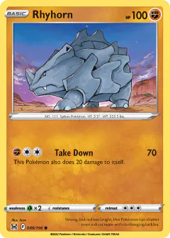 Rhyhorn Common card from Lost Origin
