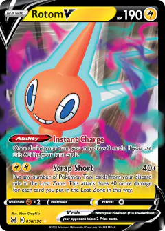 Rotom V Rare Holo V card from Lost Origin