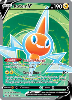 Rotom V Rare Ultra card from Lost Origin