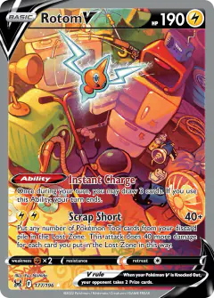 Rotom V Rare Ultra card from Lost Origin