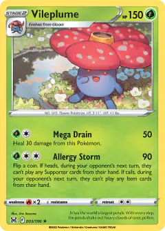 Vileplume Rare Holo card from Lost Origin