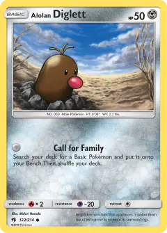 Alolan Diglett Common card from Lost Thunder