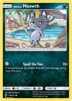 Alolan Meowth Common card from Lost Thunder