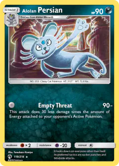 Alolan Persian Rare card from Lost Thunder