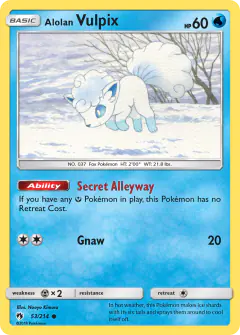 Alolan Vulpix Common card from Lost Thunder