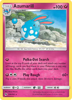 Azumarill Rare card from Lost Thunder