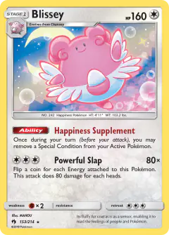 Blissey Rare Holo card from Lost Thunder