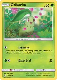 Chikorita Common card from Lost Thunder