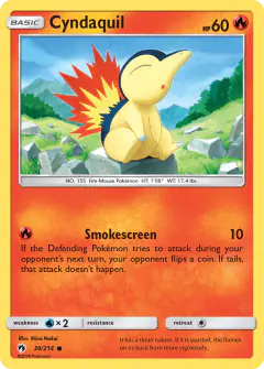 Cyndaquil Common card from Lost Thunder