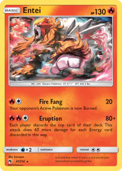 Entei Rare card from Lost Thunder