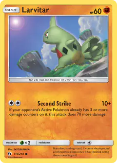Larvitar Common card from Lost Thunder