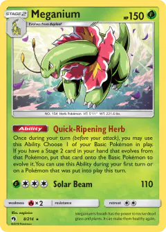 Meganium Rare Holo card from Lost Thunder