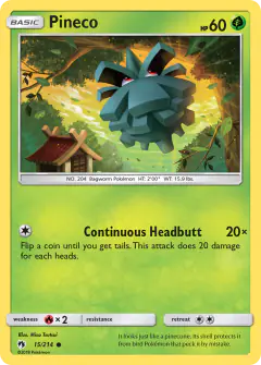 Pineco Common card from Lost Thunder