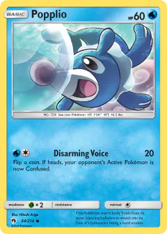 Popplio Common card from Lost Thunder