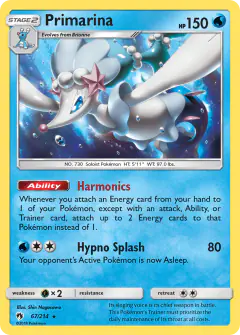 Primarina Rare card from Lost Thunder