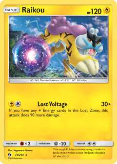 Raikou Rare card from Lost Thunder