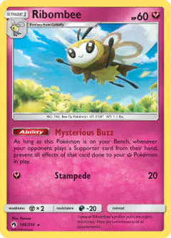 Ribombee Rare card from Lost Thunder