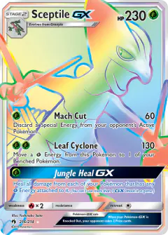 Sceptile-GX Rare Rainbow card from Lost Thunder