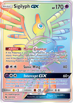 Sigilyph-GX Rare Rainbow card from Lost Thunder