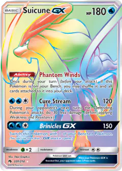Suicune-GX Rare Rainbow card from Lost Thunder