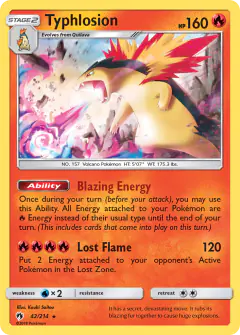 Typhlosion Rare Holo card from Lost Thunder