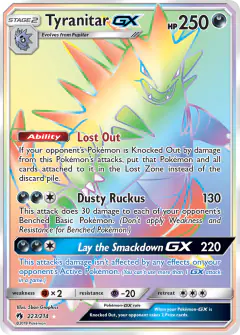 Tyranitar-GX Rare Rainbow card from Lost Thunder