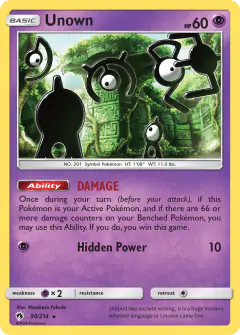 Unown Rare card from Lost Thunder