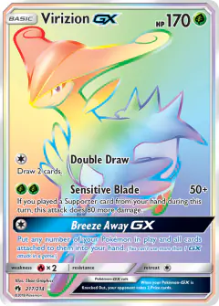 Virizion-GX Rare Rainbow card from Lost Thunder