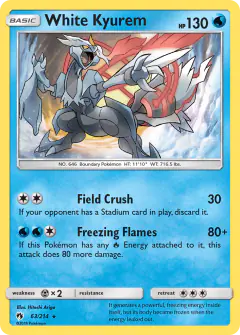 White Kyurem Rare Holo card from Lost Thunder