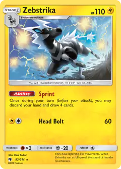 Zebstrika Rare card from Lost Thunder