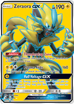 Zeraora-GX Rare Ultra card from Lost Thunder