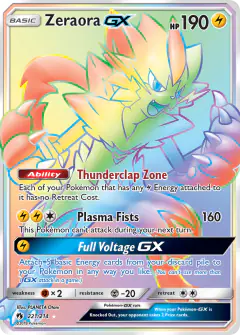 Zeraora-GX Rare Rainbow card from Lost Thunder