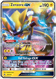 Zeraora-GX Rare Holo GX card from Lost Thunder