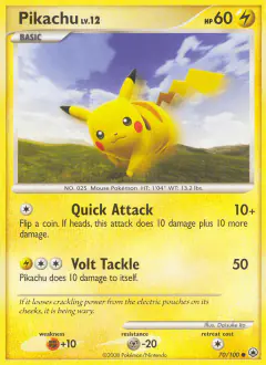 Pikachu Common card from Majestic Dawn