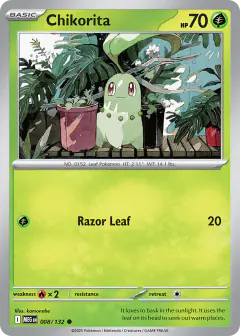 Chikorita Common card from Mega Evolution Base
