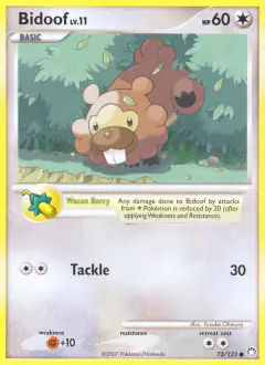 Bidoof Common card from Mysterious Treasures