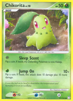 Chikorita Common card from Mysterious Treasures
