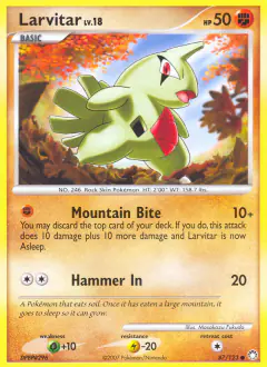 Larvitar Common card from Mysterious Treasures