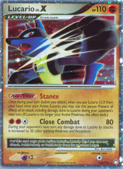 Lucario LV.X Rare Holo LV.X card from Mysterious Treasures