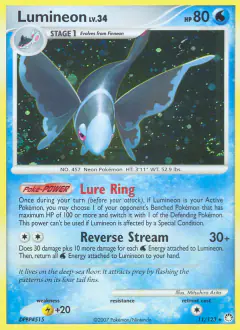 Lumineon Rare Holo card from Mysterious Treasures