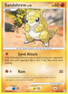Sandshrew Common card from Mysterious Treasures