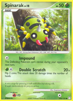 Spinarak Common card from Mysterious Treasures